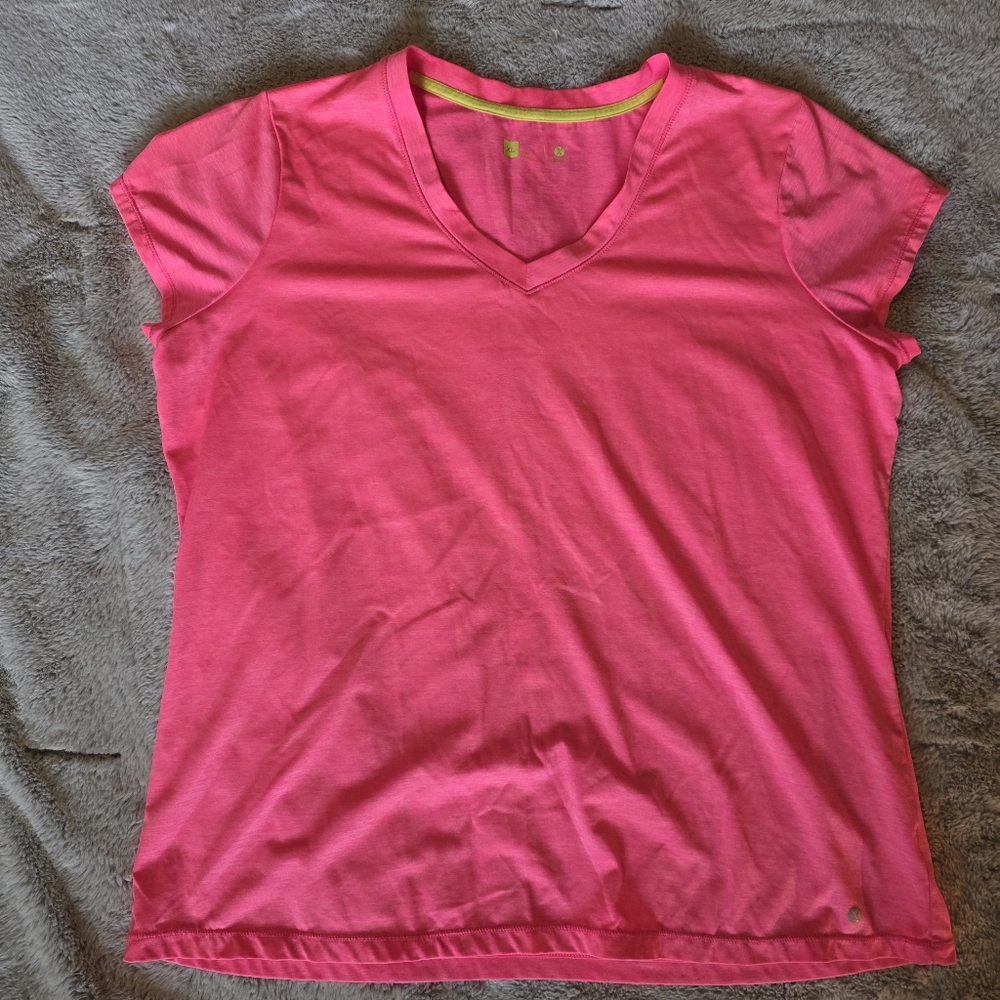Hot Pink V-Neck Women's Athletic Top